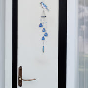 31 Inch Blue Jay Bell with Gem Stones, Outdoor Garden Hanging Chime, Decorative Accent