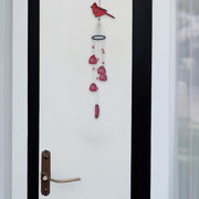 31 Inch Cardinal Bell with Gem Stones, Outdoor Patio Wind Chime, Bird Garden Decor