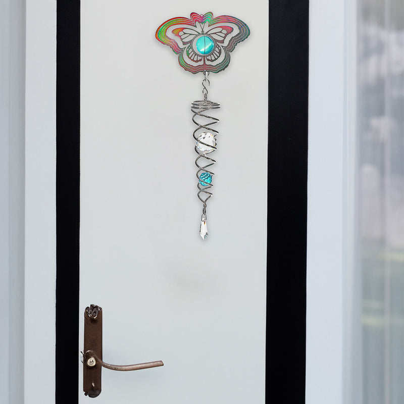 23" Wind Spinner With Tail Butterfly With Jewel