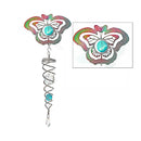 23" Wind Spinner With Tail Butterfly With Jewel