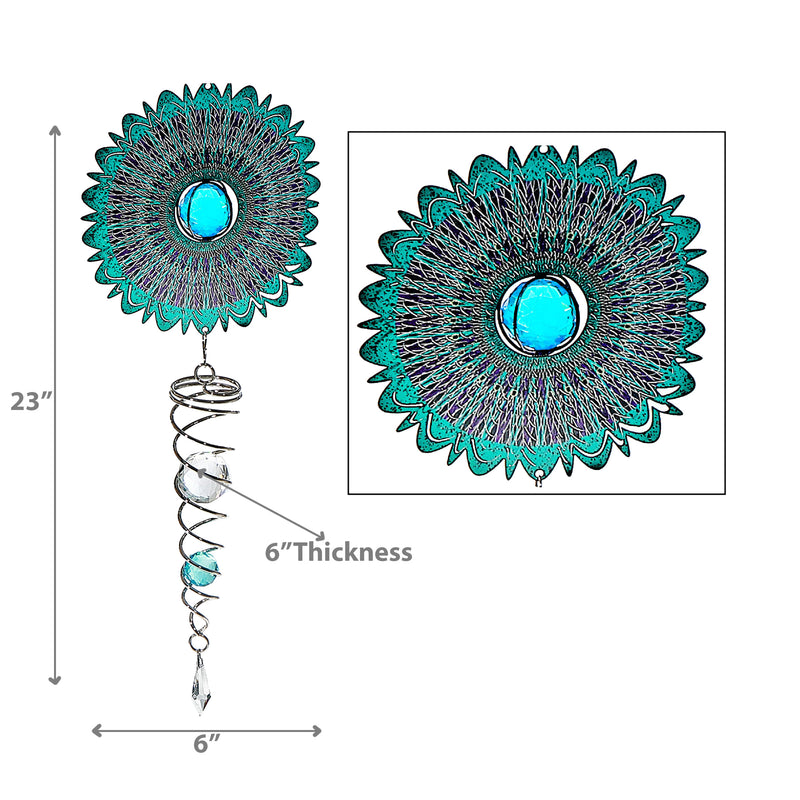 23" Wind Spinner With Tail Peacock
