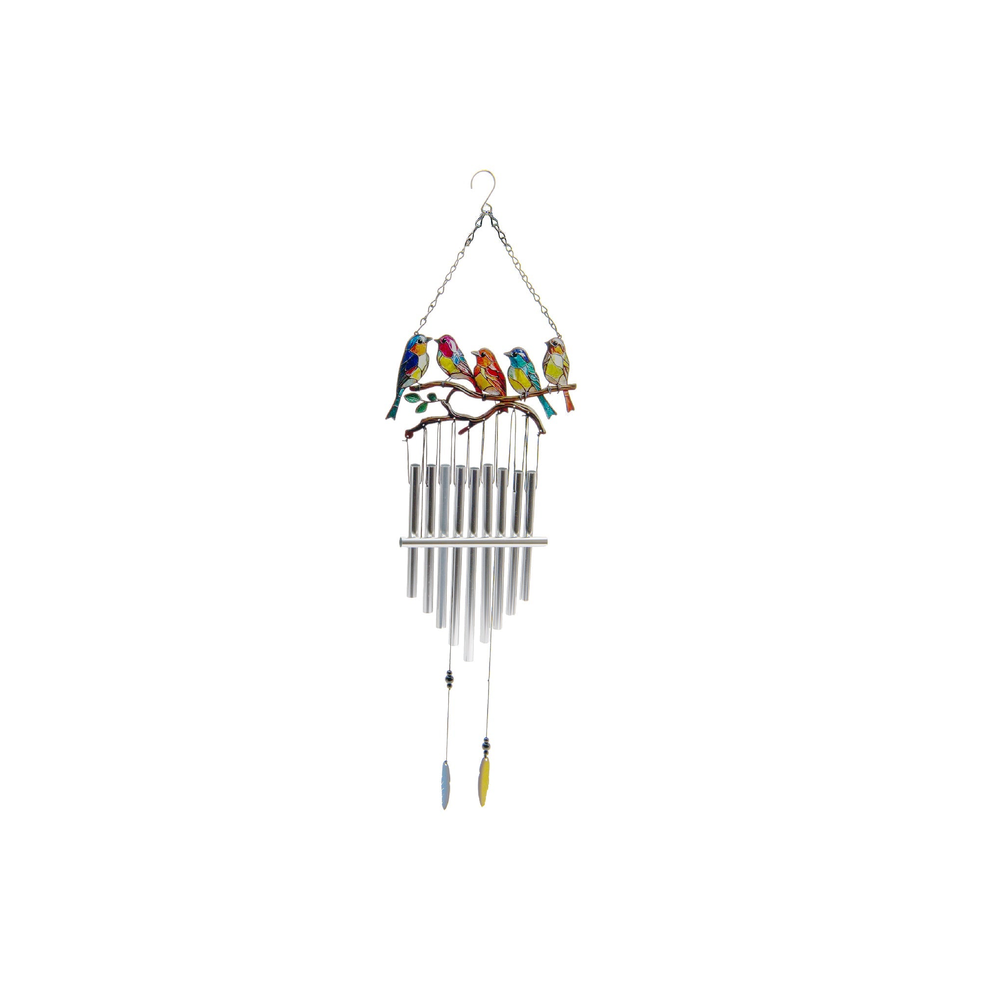 29" Five Birds on Branch Metal Windchime