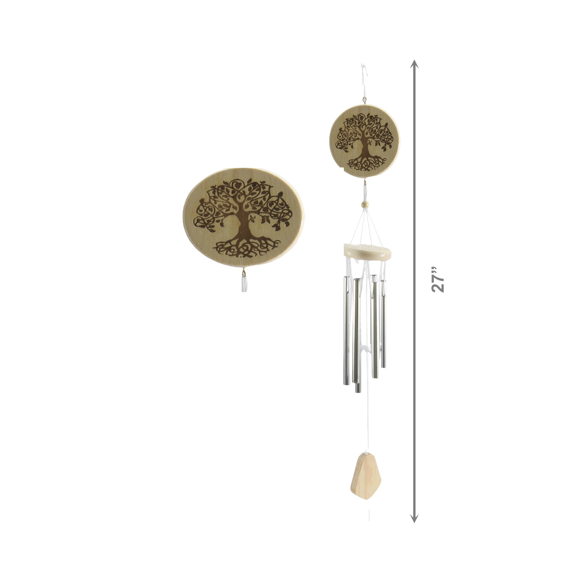 27" Windchime with Engraved Wooden Tree of Life