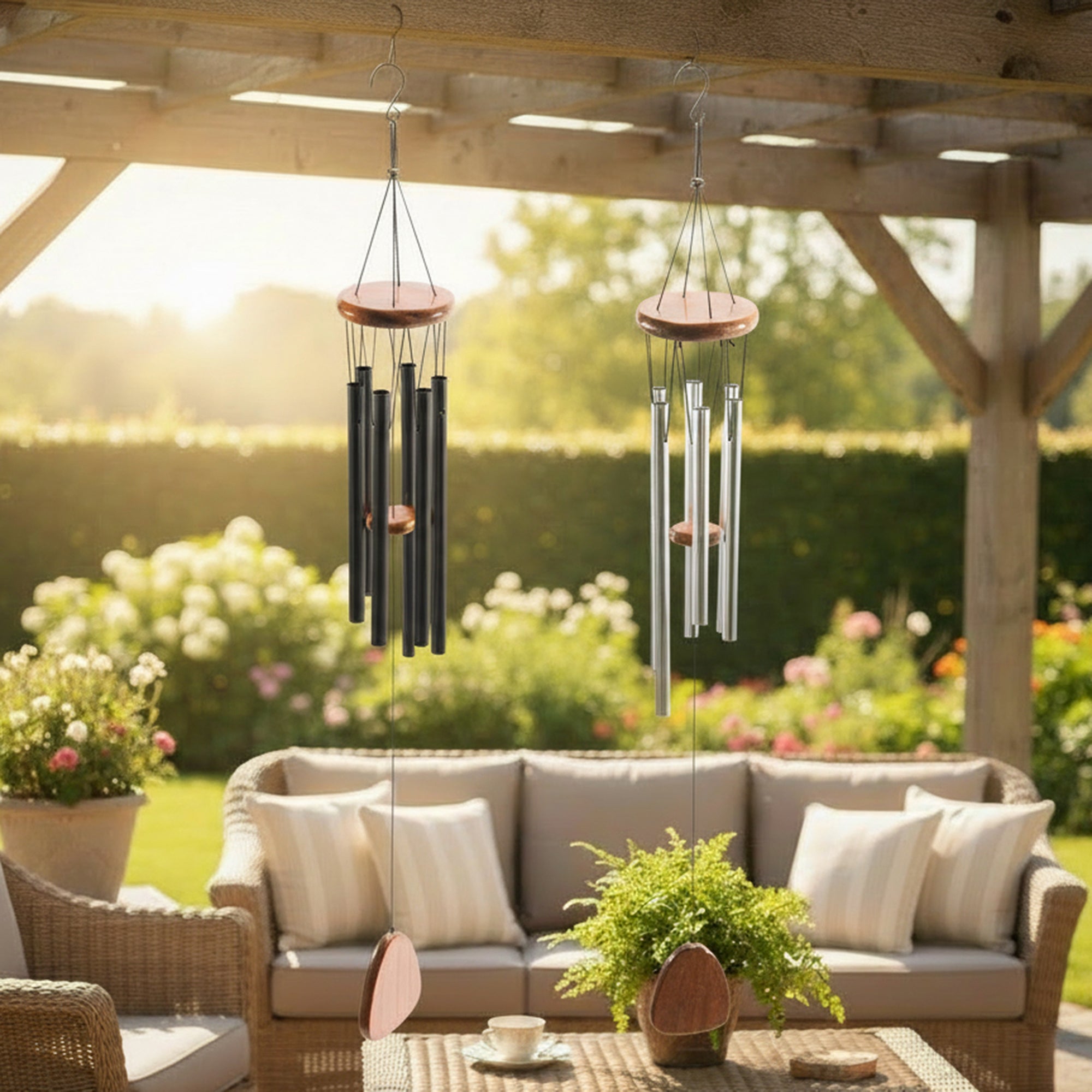 27.5" Rectangular Metal Windchime – Assorted Designs - Set of 4