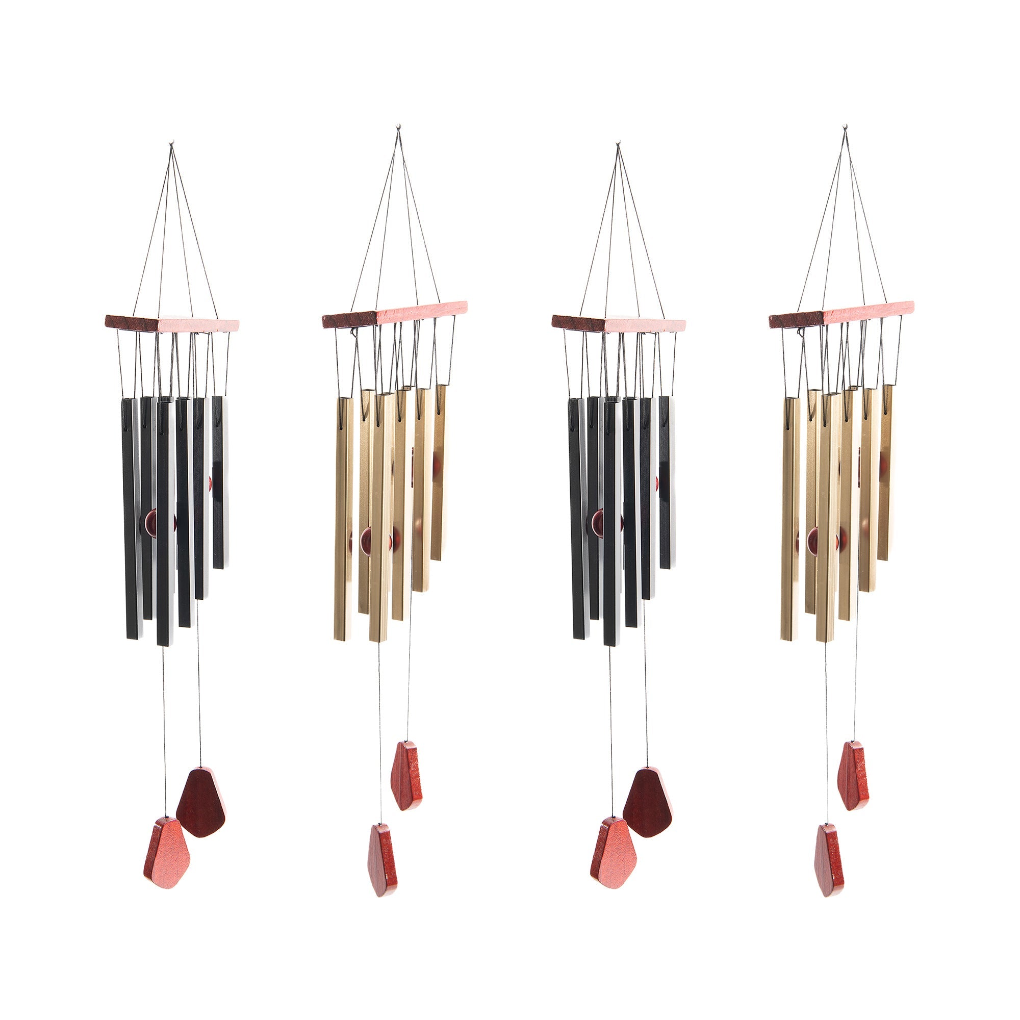 27.5" Rectangular Metal Windchime – Assorted Designs - Set of 4