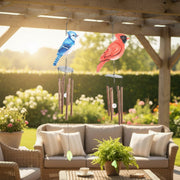 29.5" Metal Windchime with Bird Accent - Set of 2