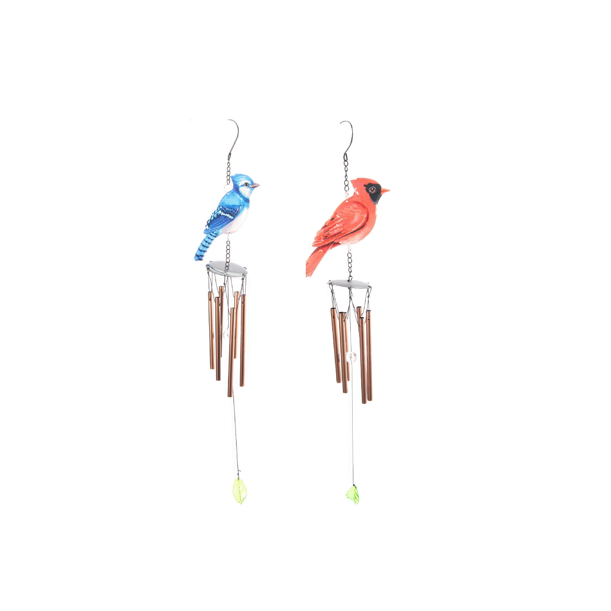 29.5" Metal Windchime with Bird Accent - Set of 2
