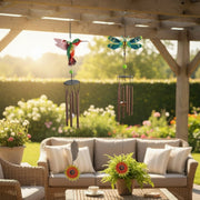 29.5" Metal Windchime with Hummingbird or Dragonfly - Set of 2