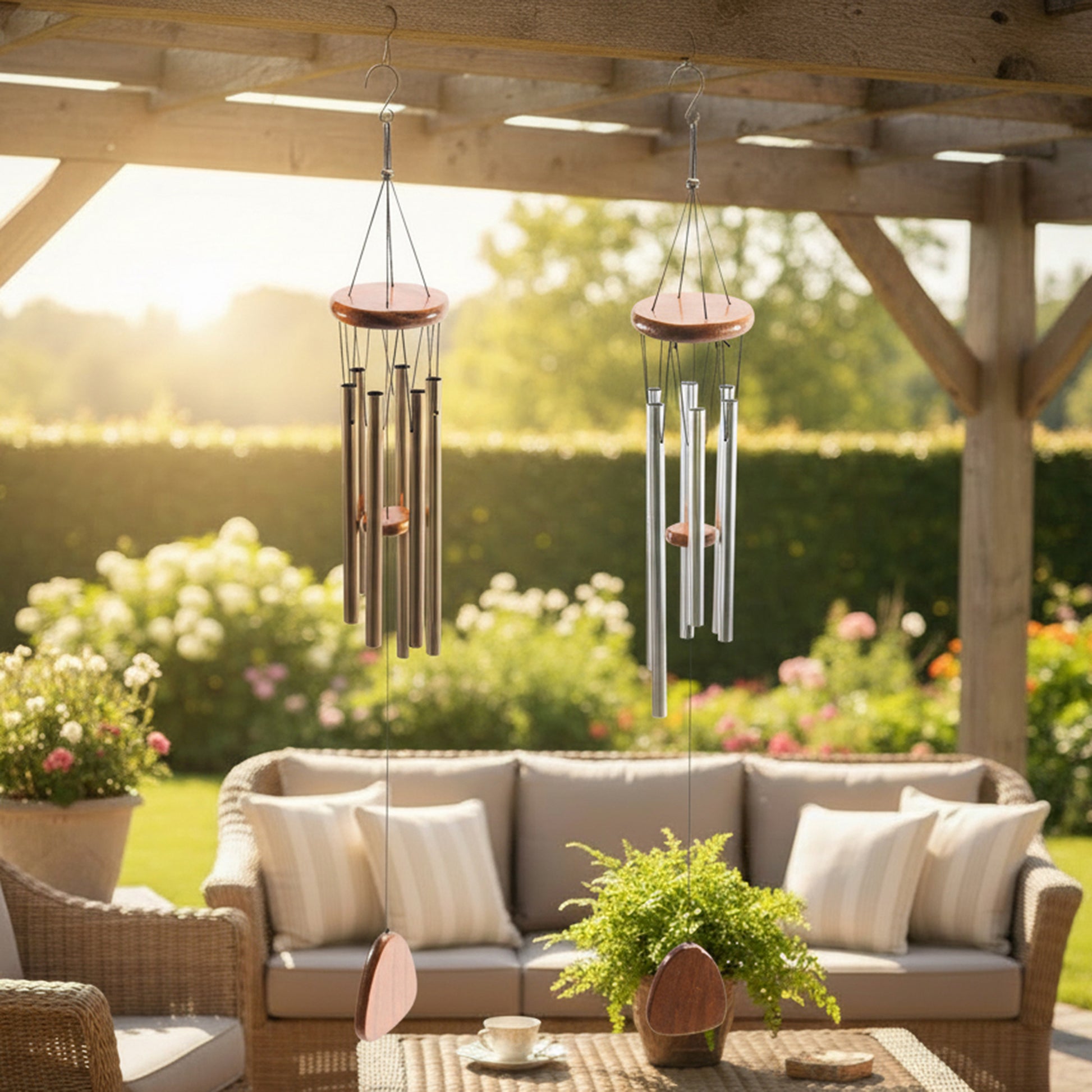 29.5" Metal & Wood Windchime – Assorted Styles - Set of 2