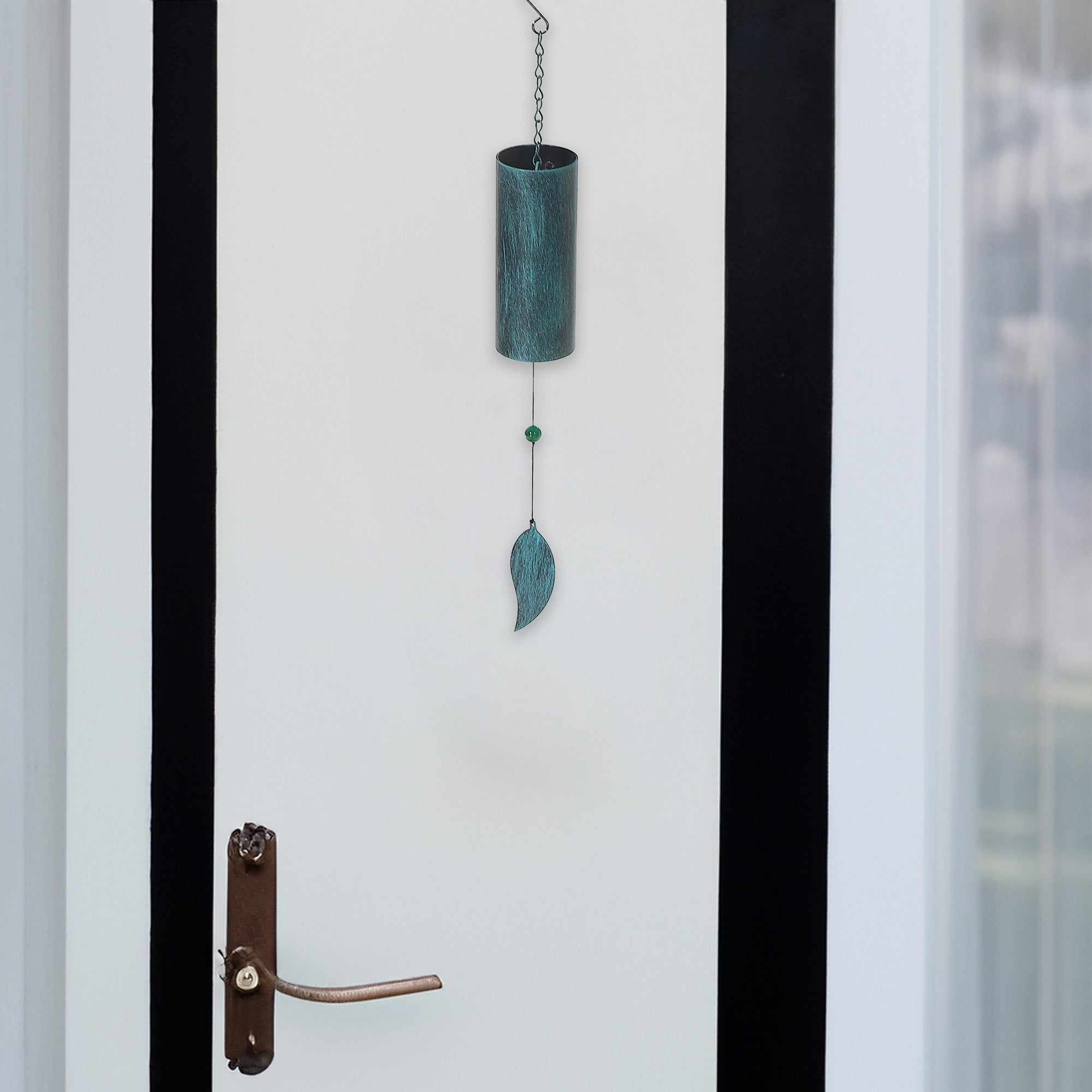 20 Inch Wind Bell with Leaf Design, Outdoor Garden Hanging Decor, Relaxing Patio Chime