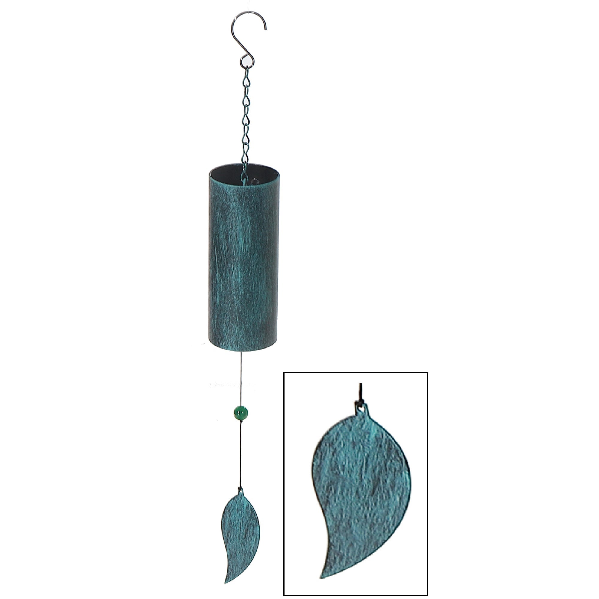 20 Inch Wind Bell with Leaf Design, Outdoor Garden Hanging Decor, Relaxing Patio Chime