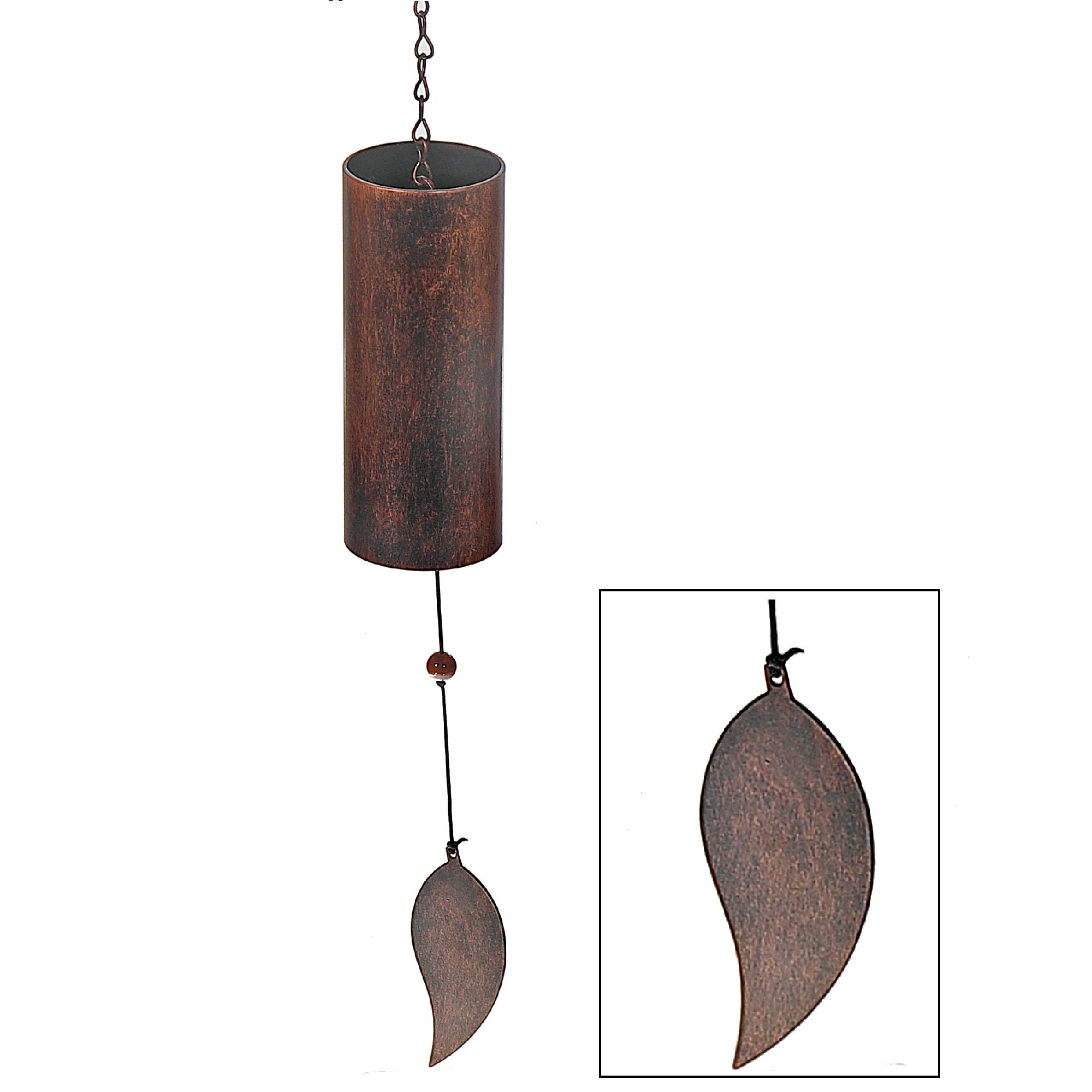 20 Inch Wind Bell with Leaf Design, Outdoor Garden Hanging Decor, Relaxing Patio Chime