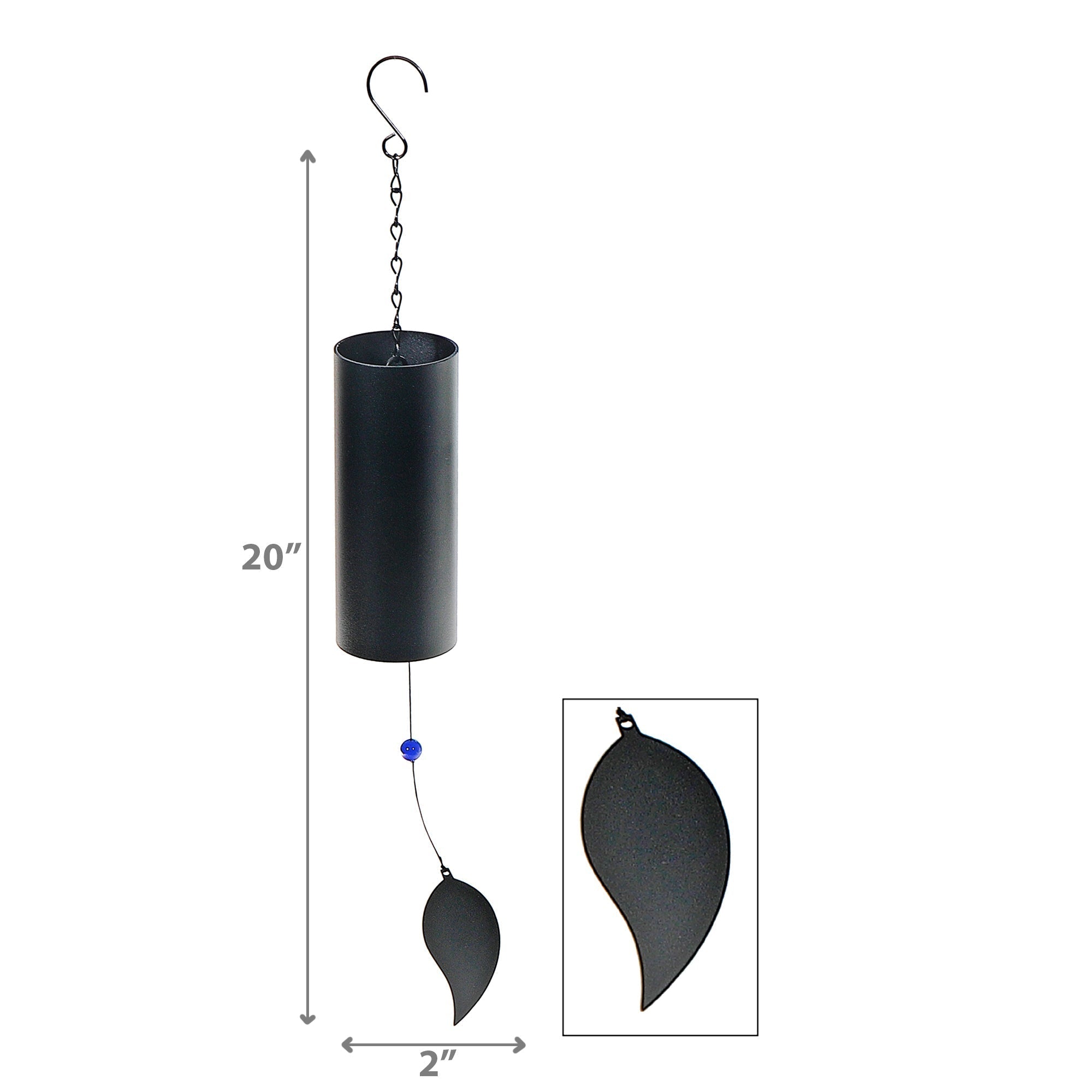 20 Inch Wind Bell with Leaf Design, Outdoor Garden Hanging Decor, Relaxing Patio Chime