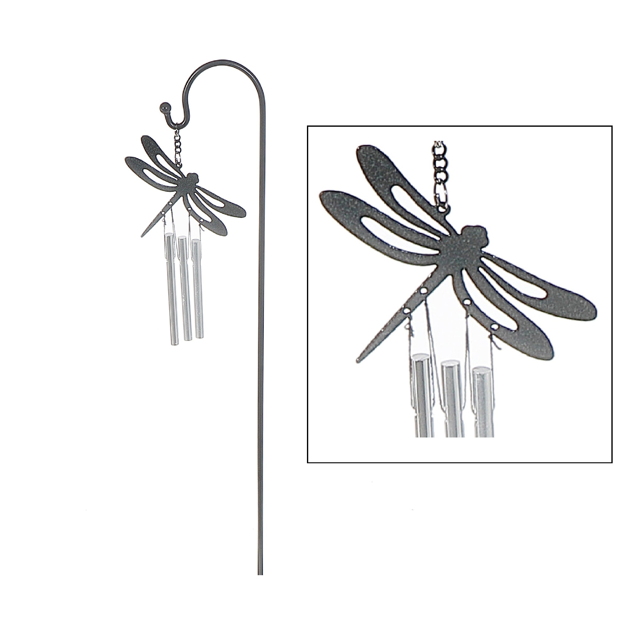 18 Inch Mini Garden Stake Chime Dragonfly, Outdoor Lawn Ornament, Garden Decor