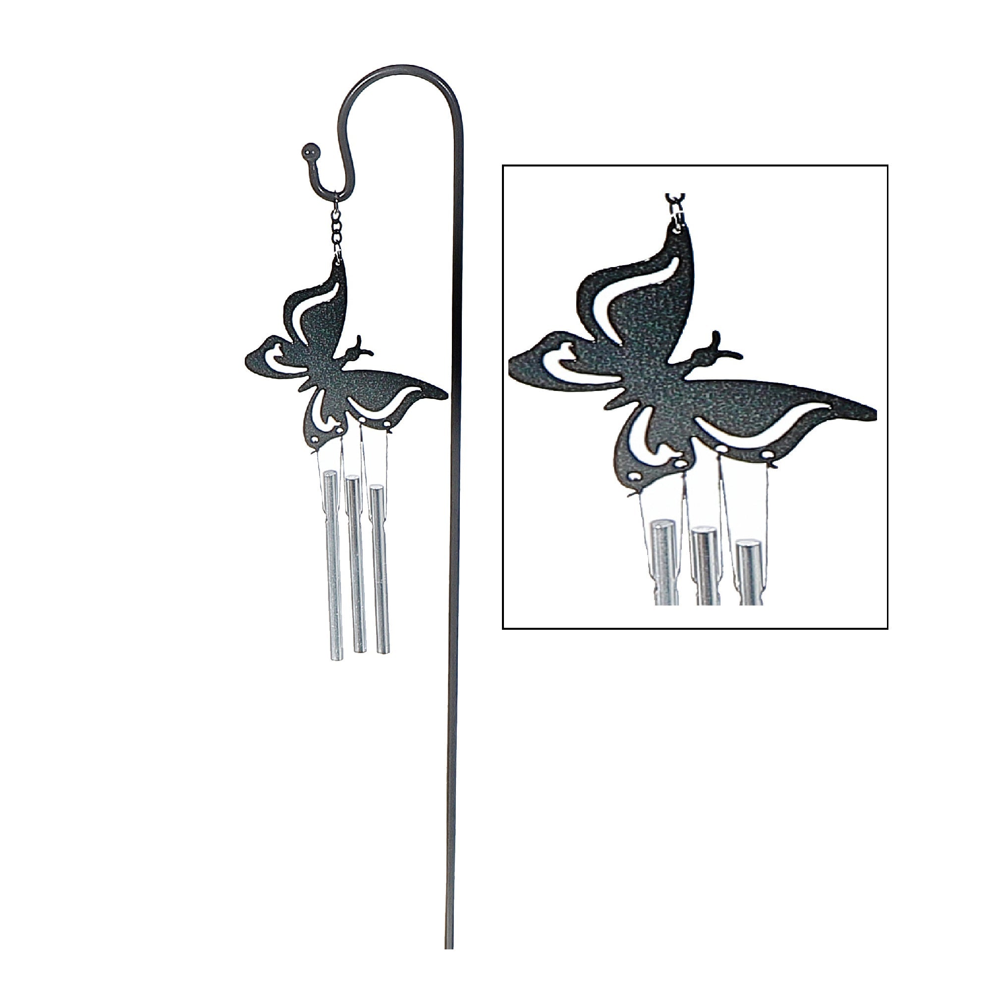 18 Inch Mini Garden Stake Chime Butterfly, Outdoor Garden Decor, Yard Accent