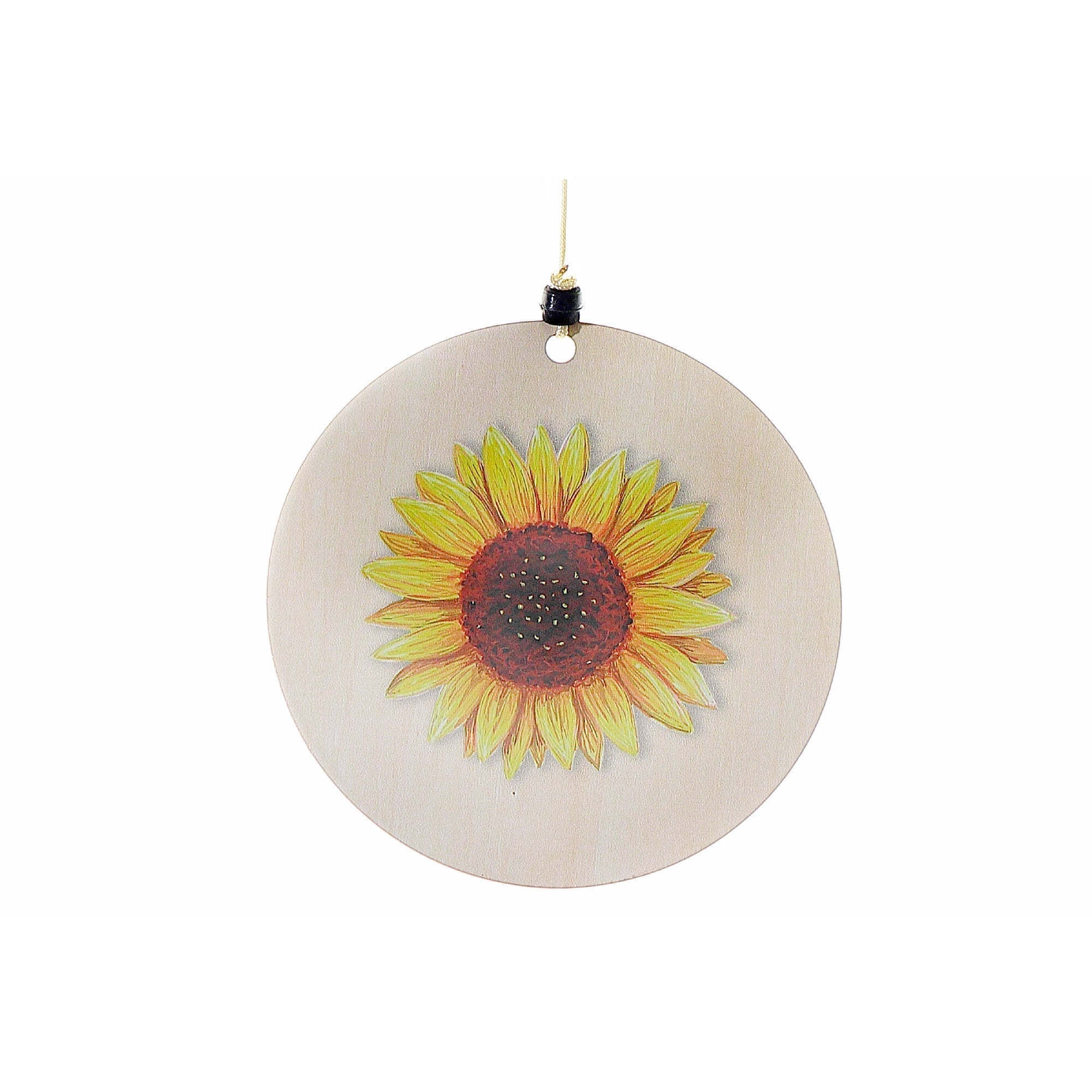 30 Inch Round Natural Wind Chime Sunflower, Rustic Outdoor Garden Decor, Hanging Chime