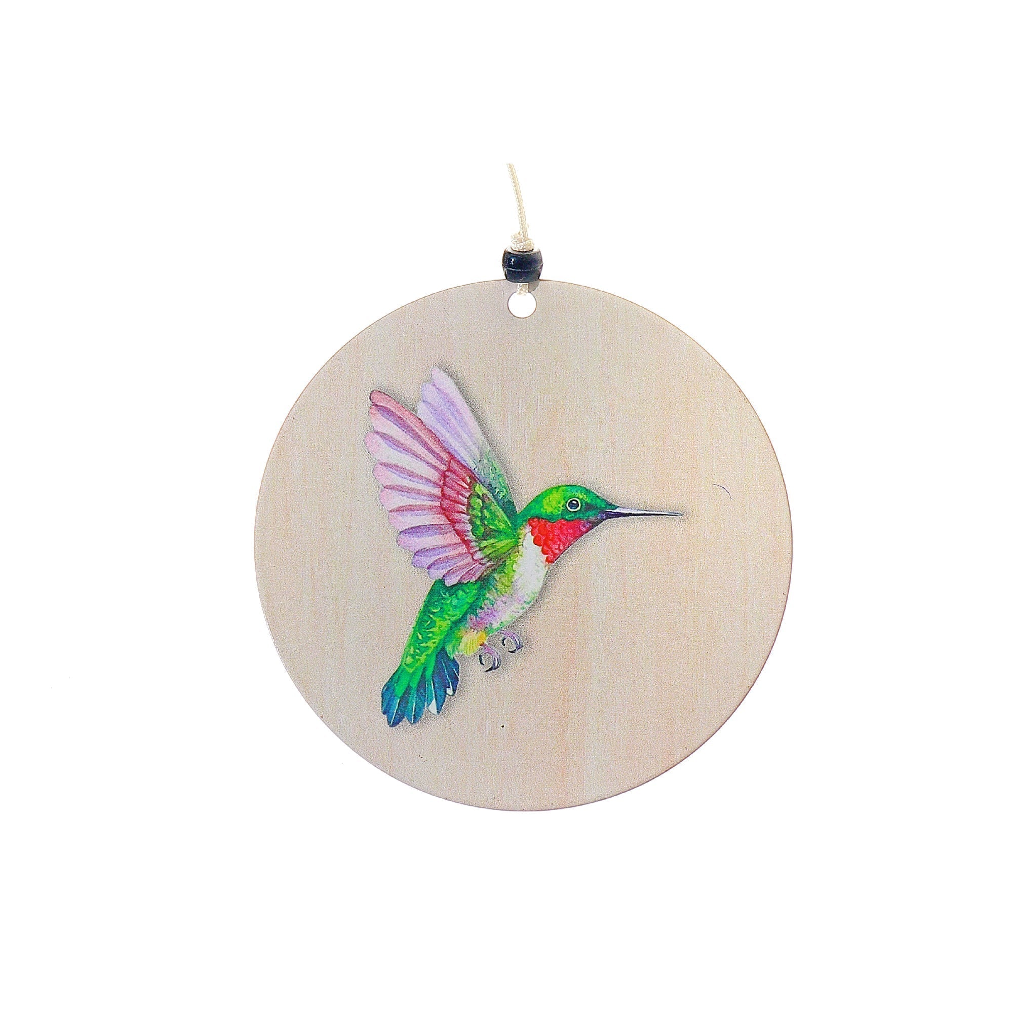 30 Inch Round Natural Wind Chime Hummingbird, Outdoor Patio Garden Decor, Soothing Chime