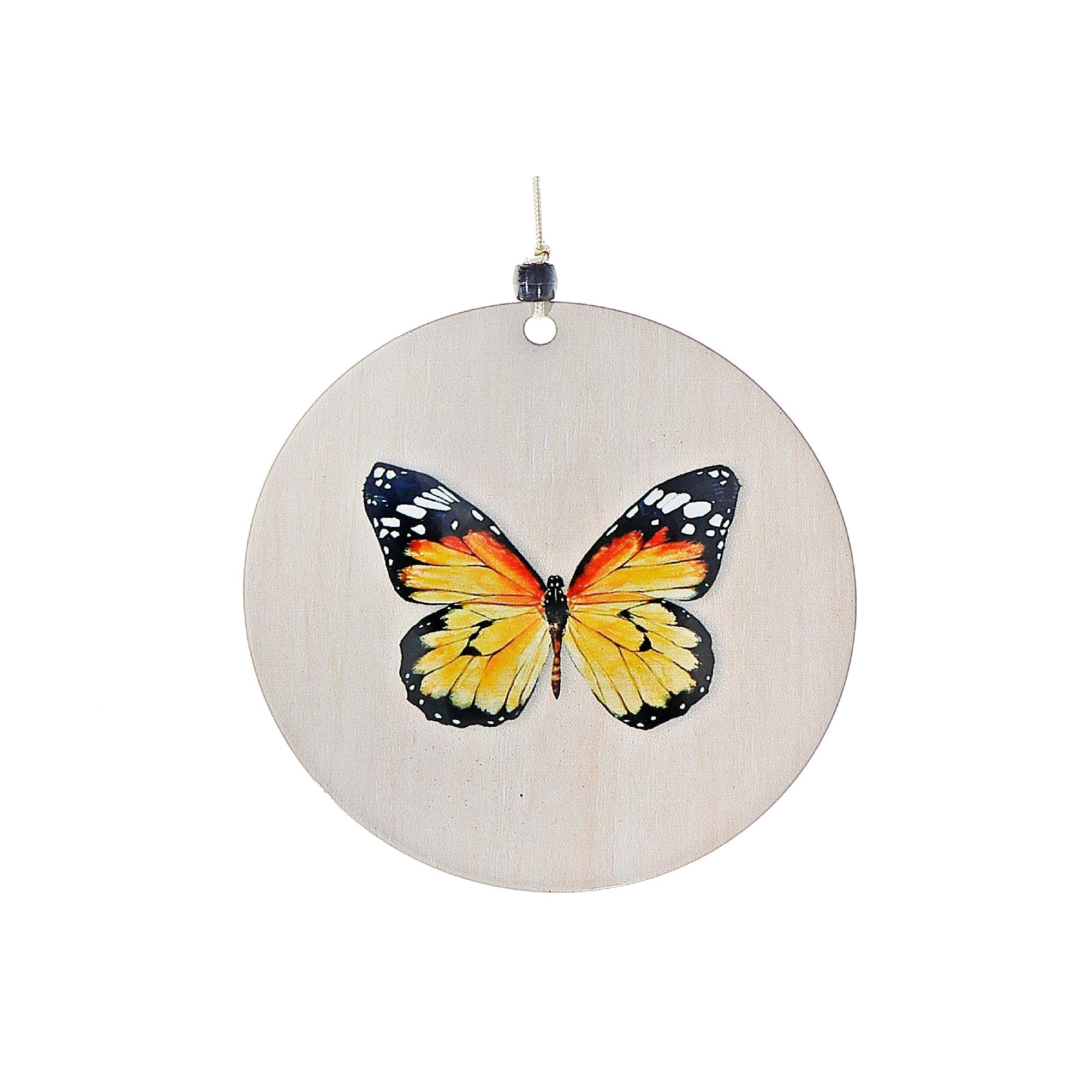 30 Inch Round Natural Wind Chime Butterfly, Outdoor Garden Hanging Decor, Relaxing Patio Sound