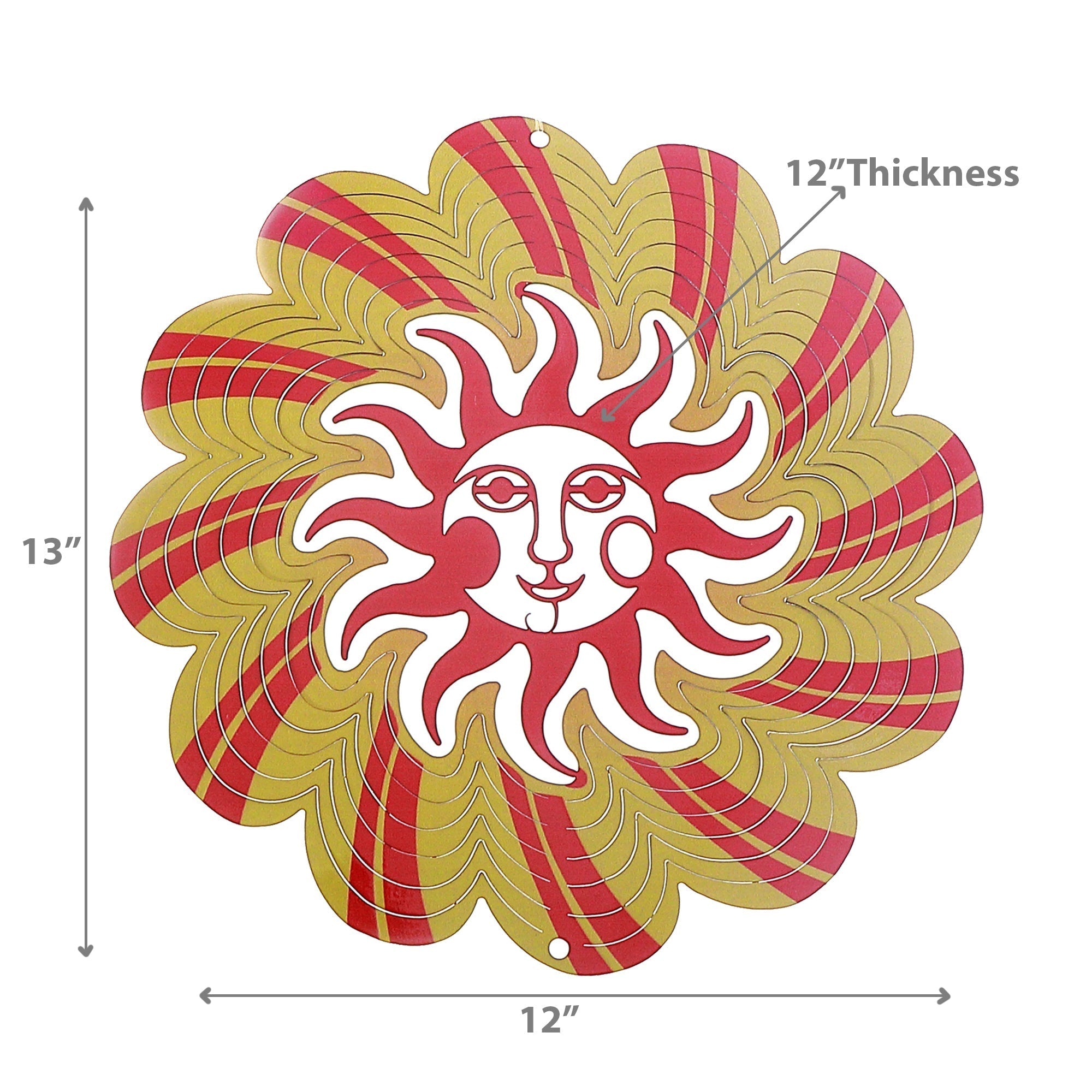 Wind Spinner Sun Design, Outdoor Garden Decor, Metal Yard Art Ornament