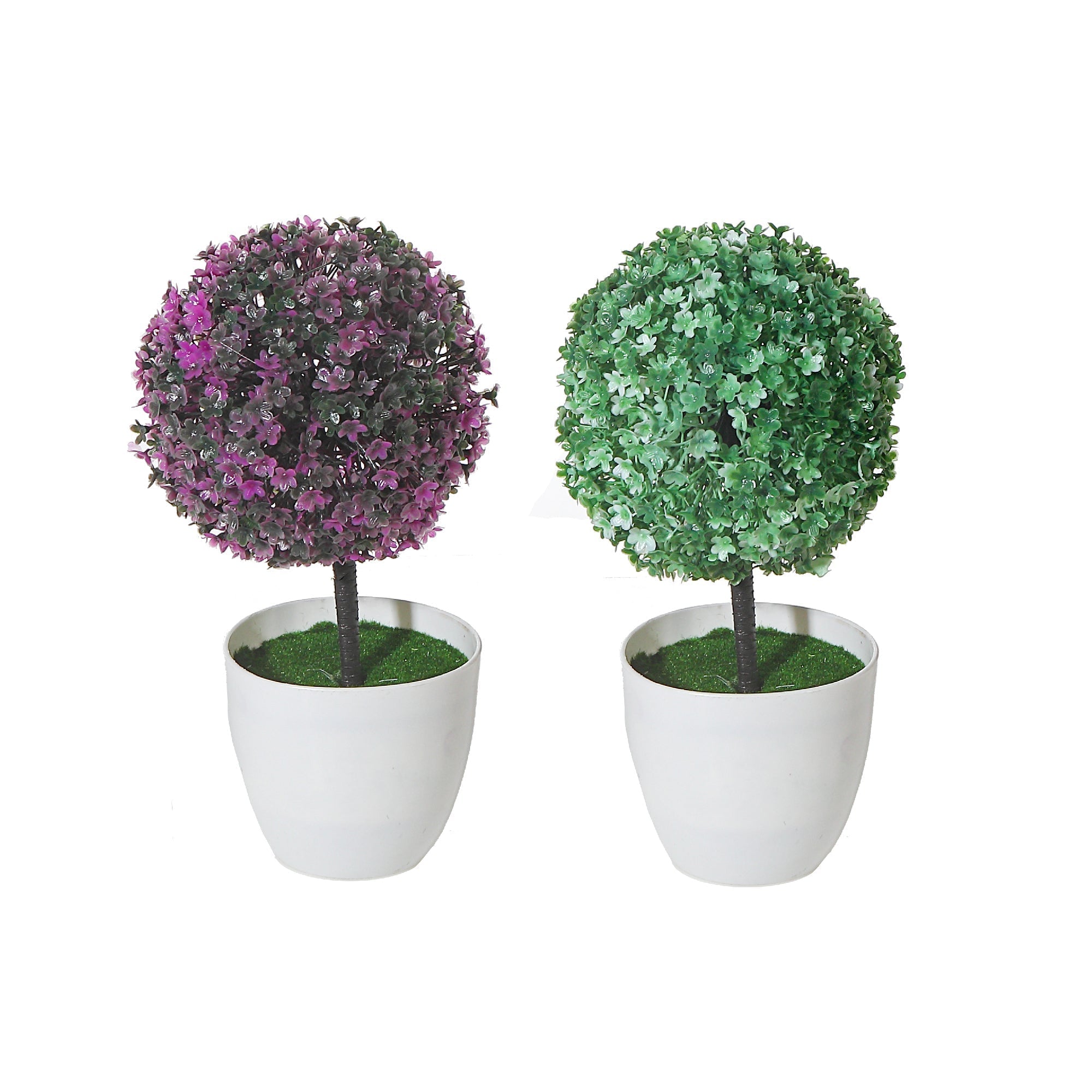 Artificial Topiary Ball Plant In White Pot Assorted Decorative Indoor Plant