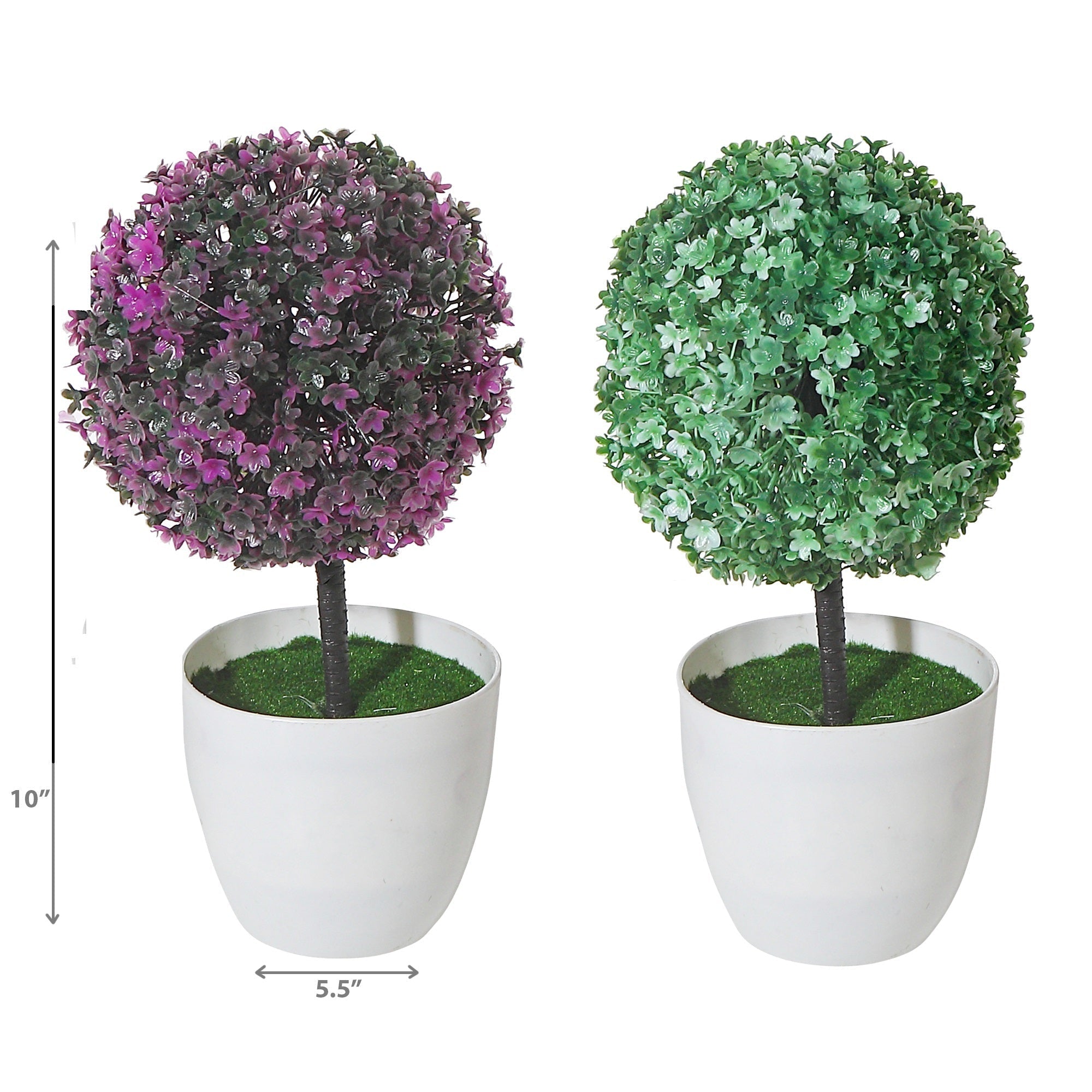 Artificial Topiary Ball Plant In White Pot Assorted Decorative Indoor Plant