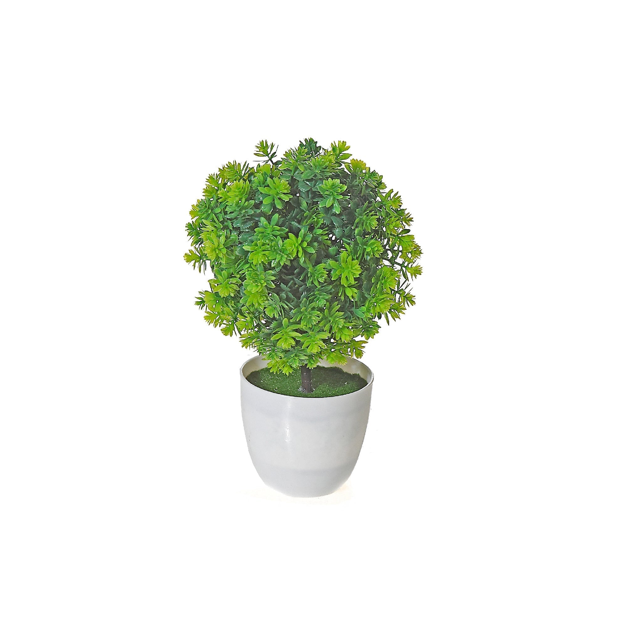 Artificial Green Topiary Ball Plant In White Pot Decorative Indoor Home Plant