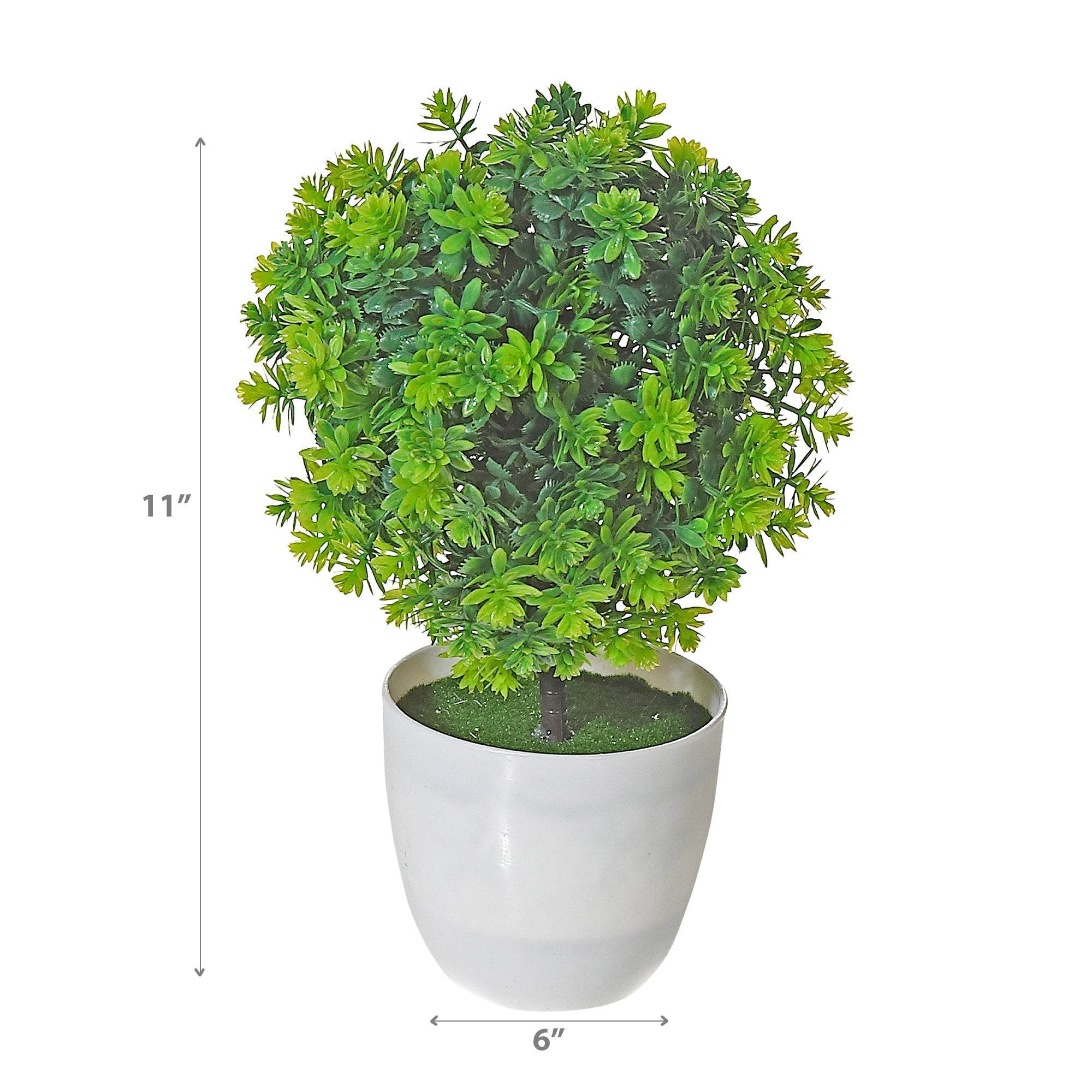Artificial Green Topiary Ball Plant In White Pot Decorative Indoor Home Plant