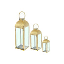 Metal Dimpled Top Nested Lantern Set Of 3  Gold