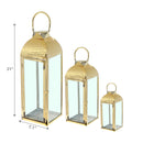 Metal Dimpled Top Nested Lantern Set Of 3  Gold