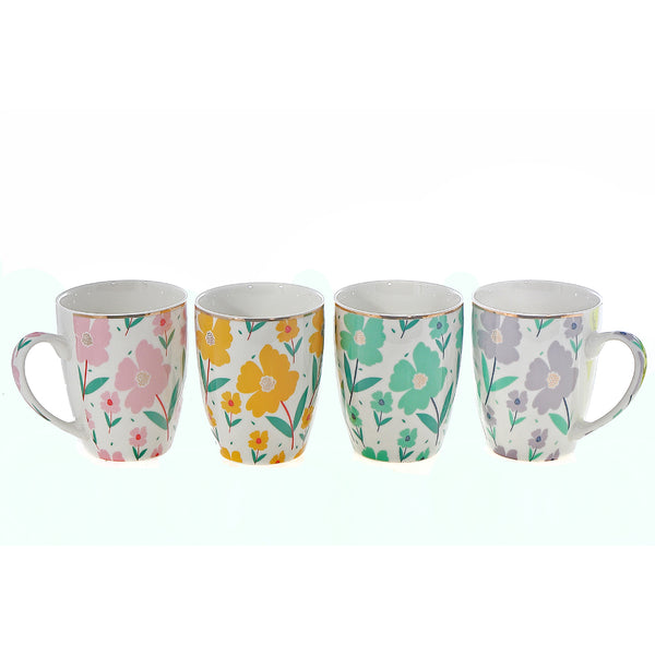 Ceramic Mugs Assorted Floral - Set of 4