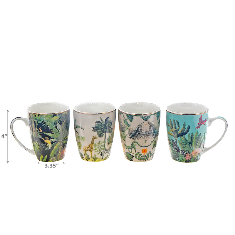 Ceramic Mugs Assorted Tropical - Set of 4