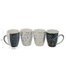 Ceramic Mugs Assorted Art Decorative Face - Set of 4