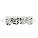 Ceramic Mugs Assorted Black & White Cat - Set of 4