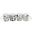 Ceramic Mugs Assorted Black & White Cat - Set of 4