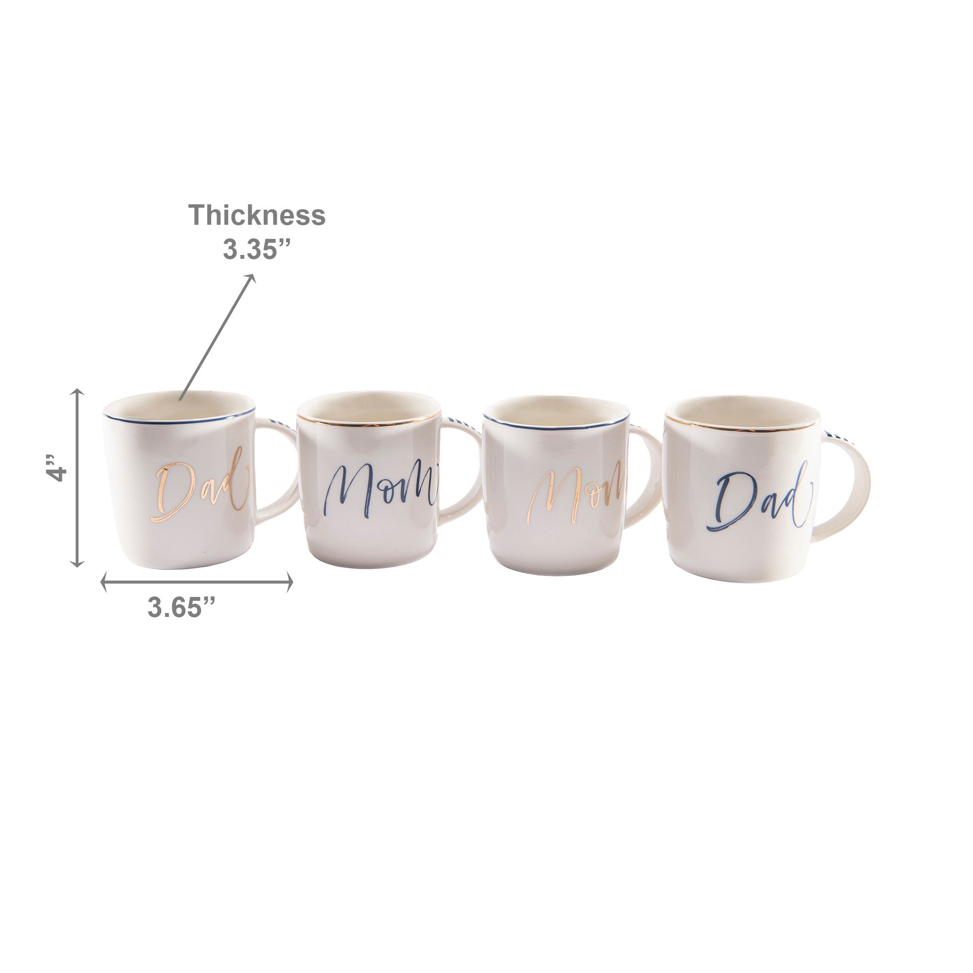 Ceramic Mom & Dad Message Coffee Mugs – Assorted - Set of 4