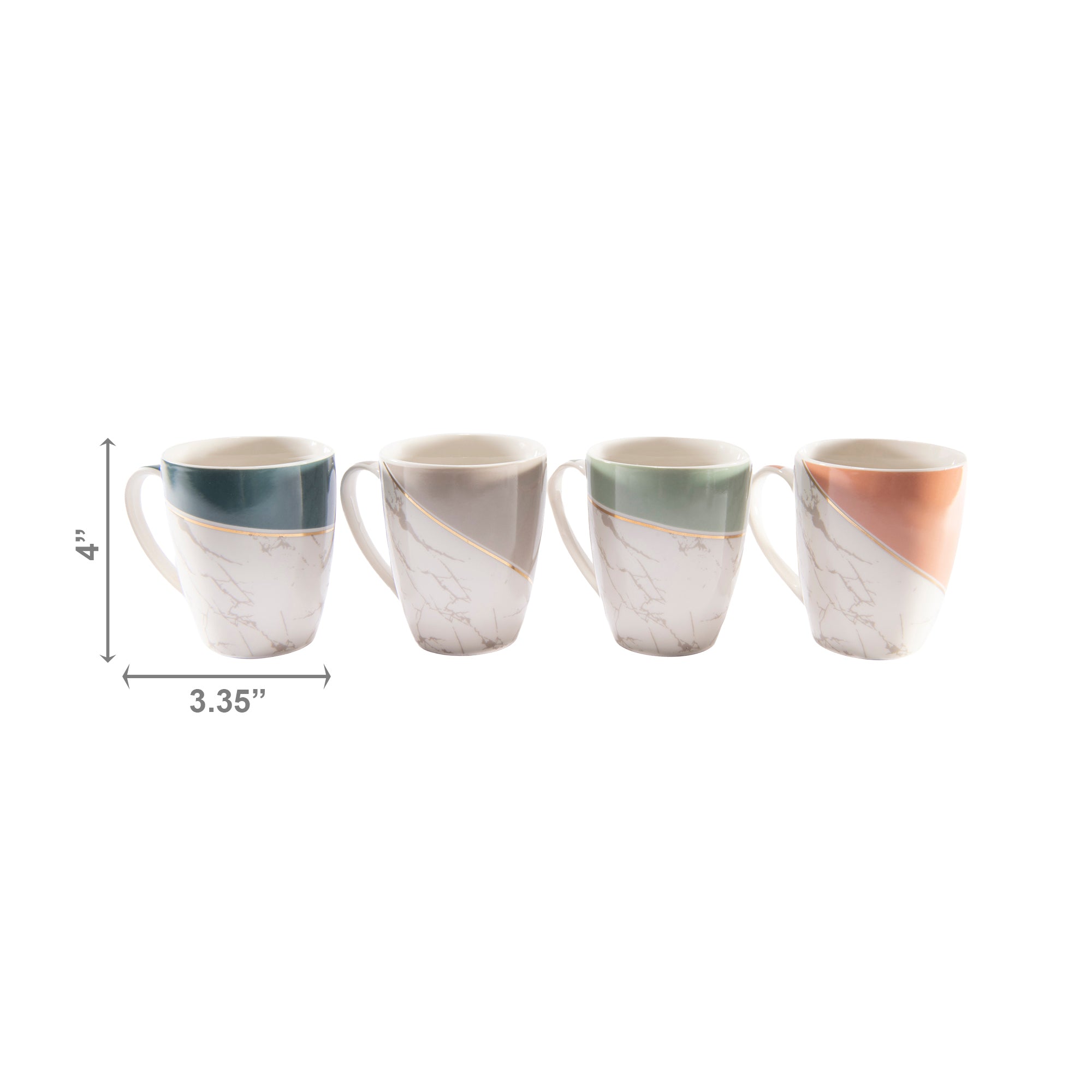 Ceramic Marble Colorblock Coffee Mugs – Assorted - Set of 4