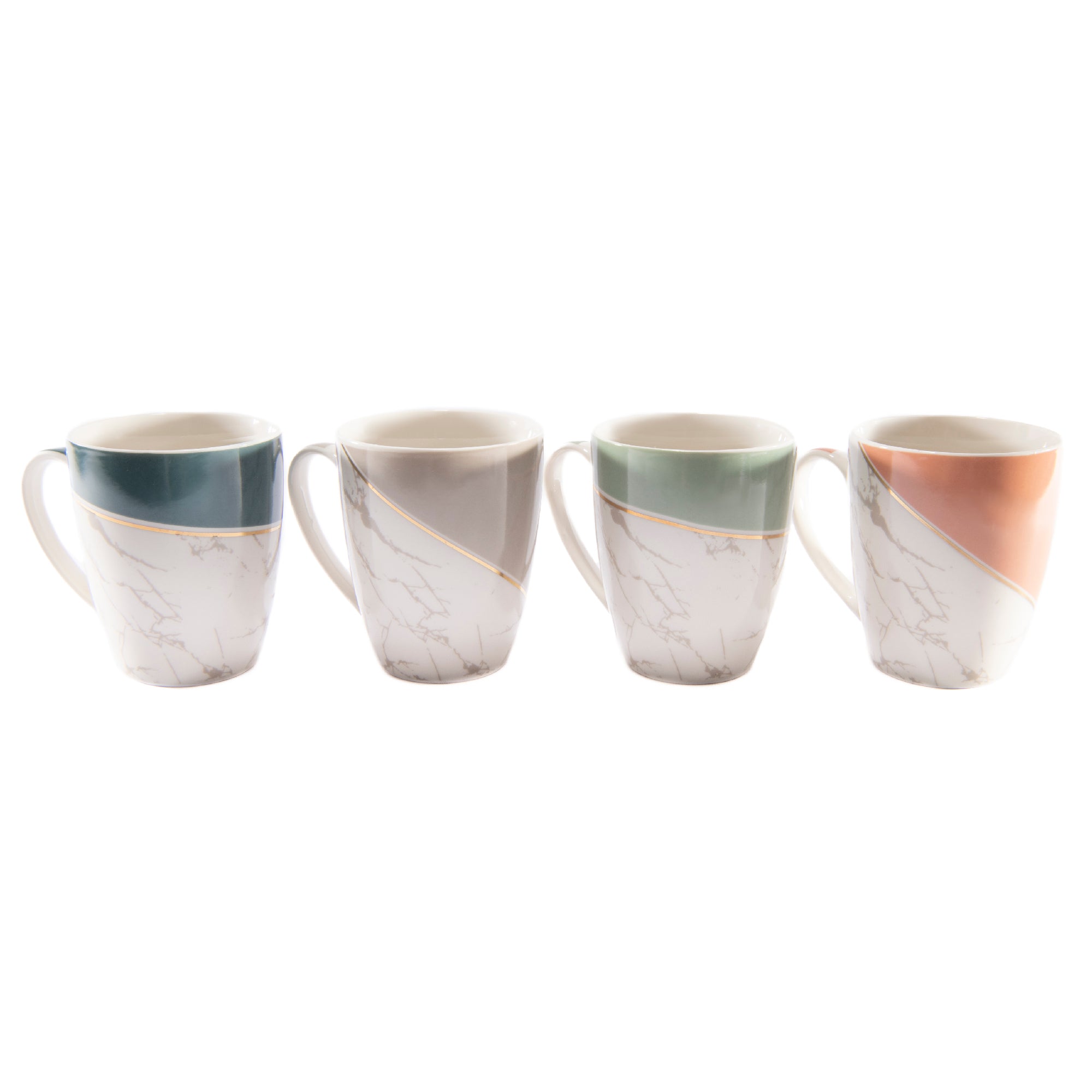 Ceramic Marble Colorblock Coffee Mugs – Assorted - Set of 4