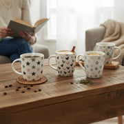 Ceramic Coffee Mugs with Decorative Prints – Assorted - Set of 4
