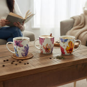 Ceramic Floral Bloom Coffee Mugs – Assorted - Set of 4