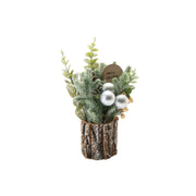 12" Berry Arrangement with Tree Bark Base White, Holiday Decor