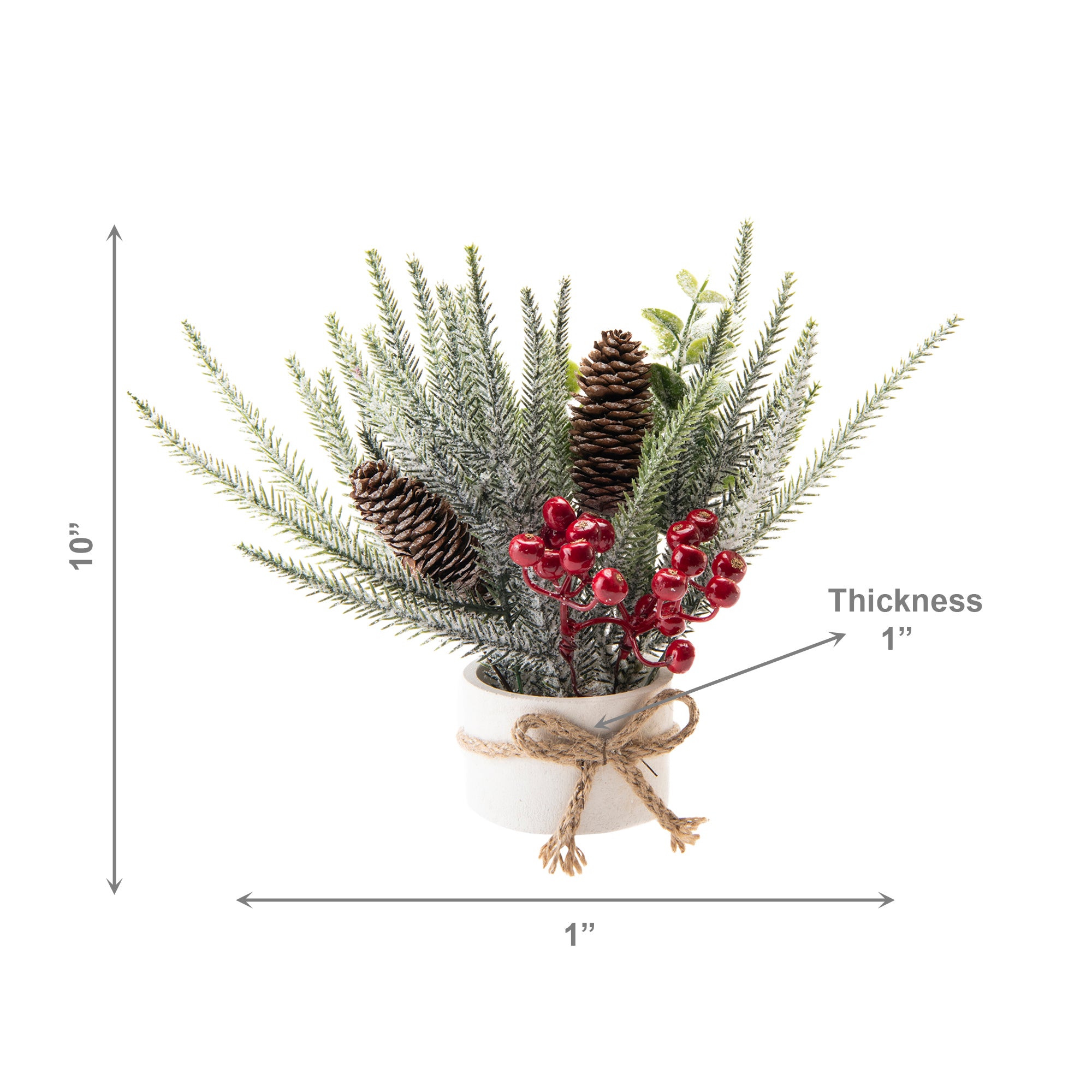 10" Berry Arrangement with Cement Base Red, Holiday Decor
