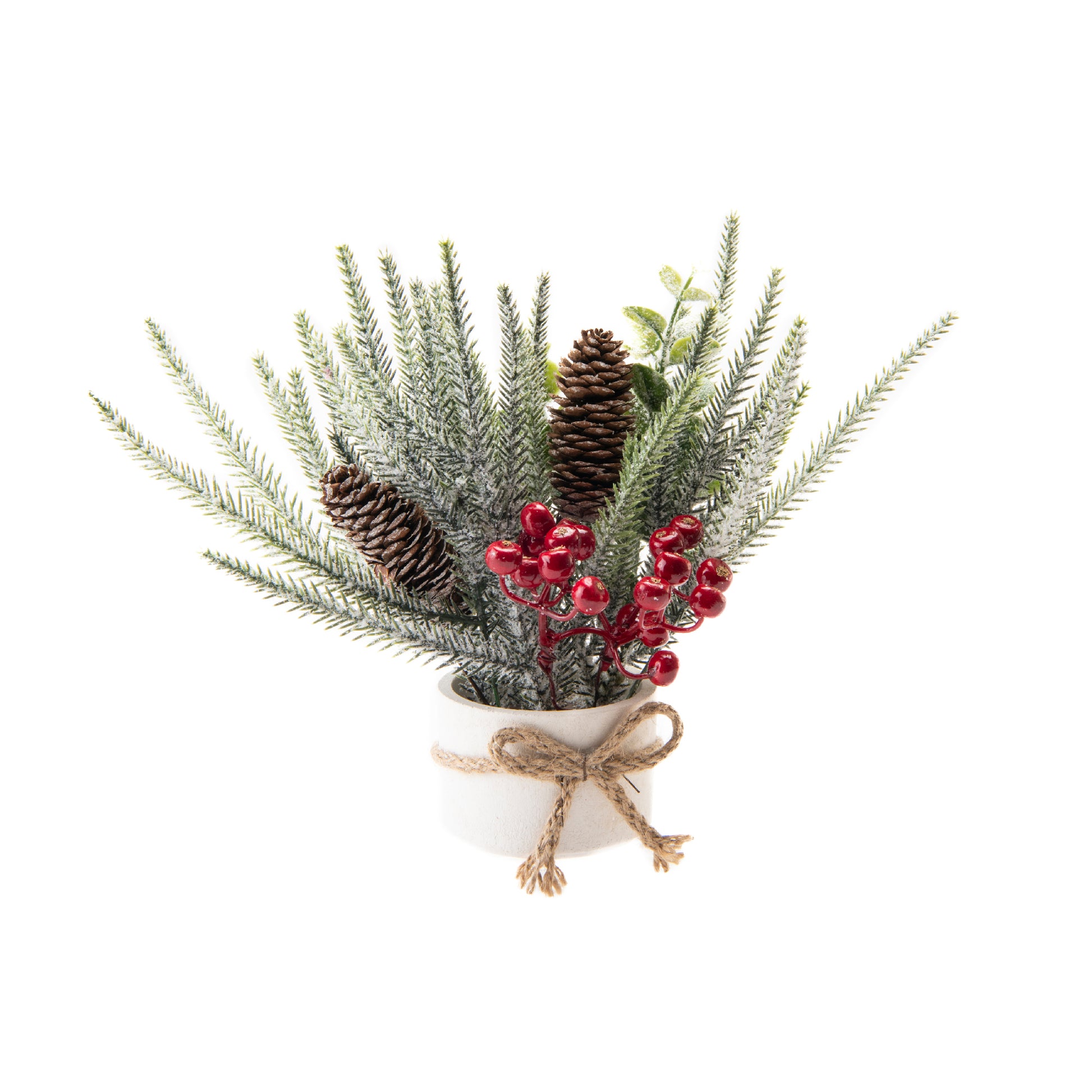 10" Berry Arrangement with Cement Base Red, Holiday Decor