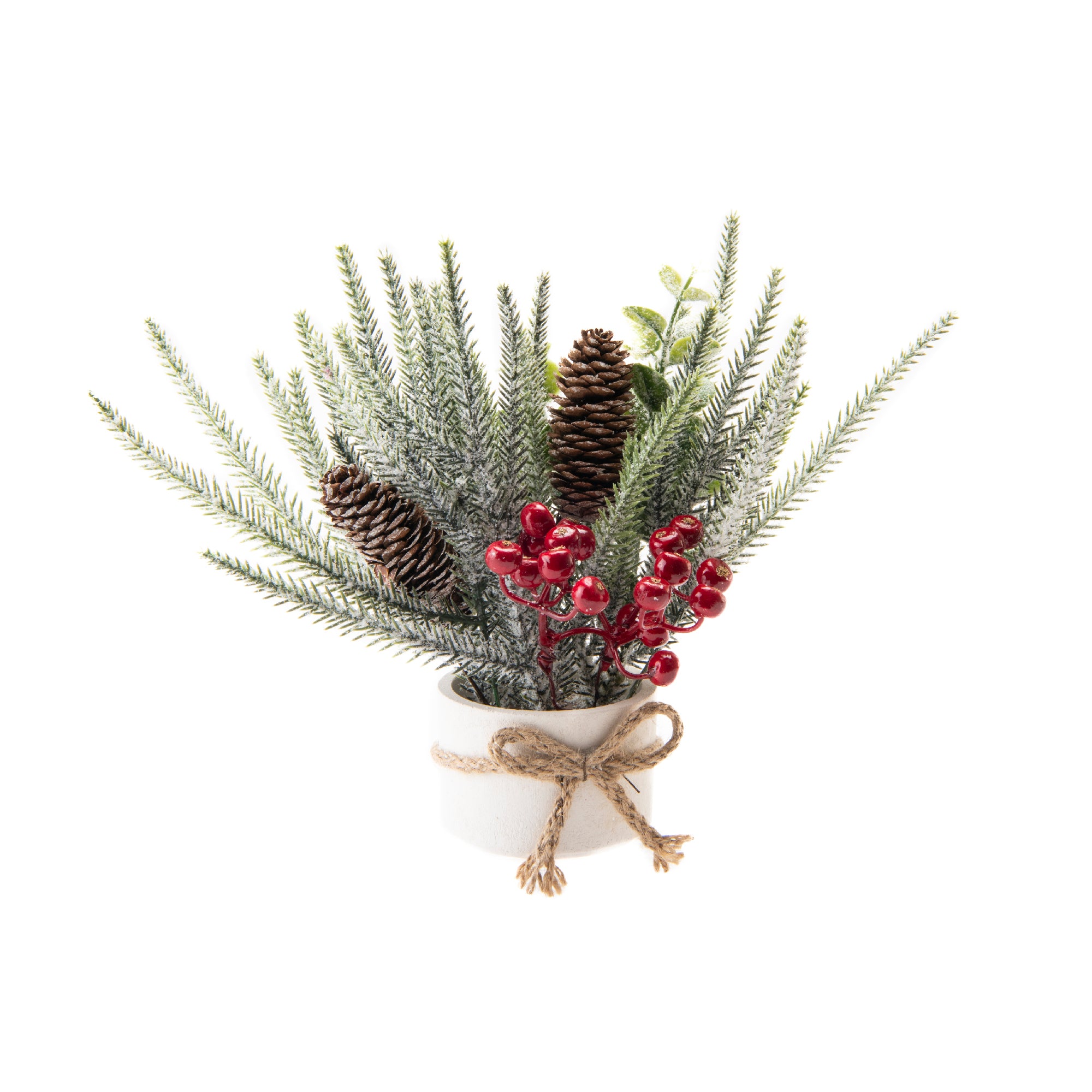 10" Berry Arrangement with Cement Base Red, Holiday Decor