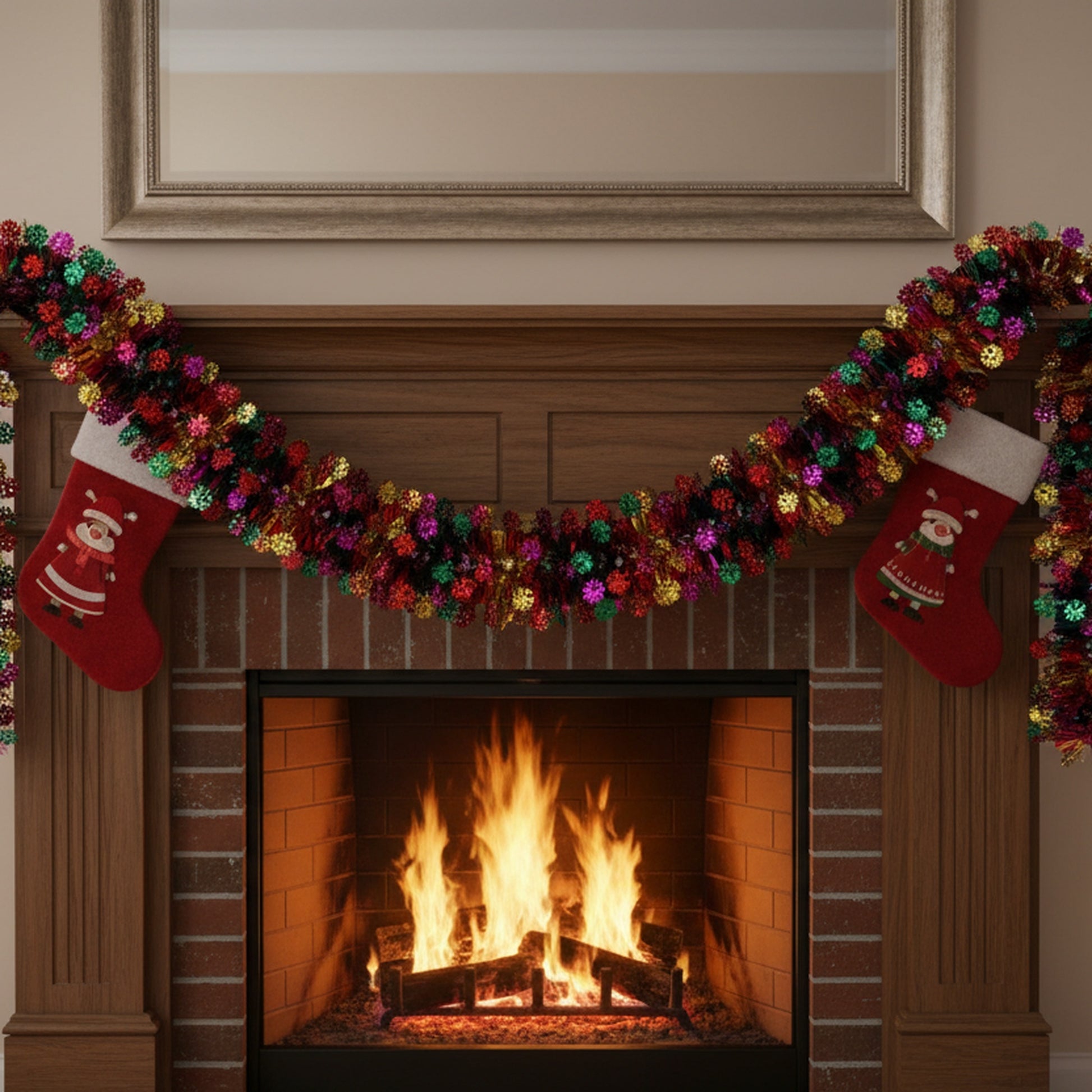 Pull Out Foil Garland Snowflake Multi, Christmas, Garland, Holiday Decor- Set of 6