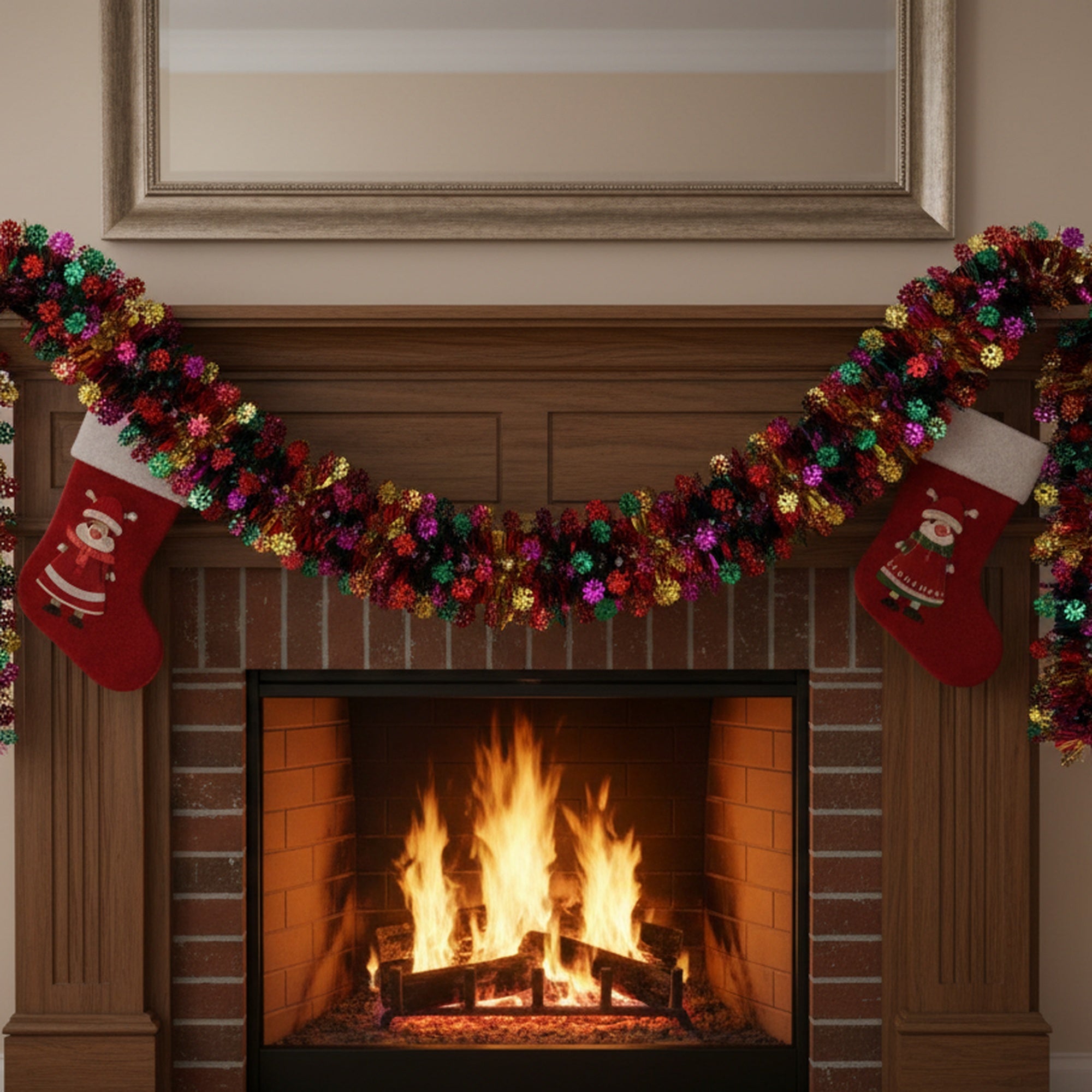 Pull Out Foil Garland Snowflake Multi, Christmas, Garland, Holiday Decor- Set of 6