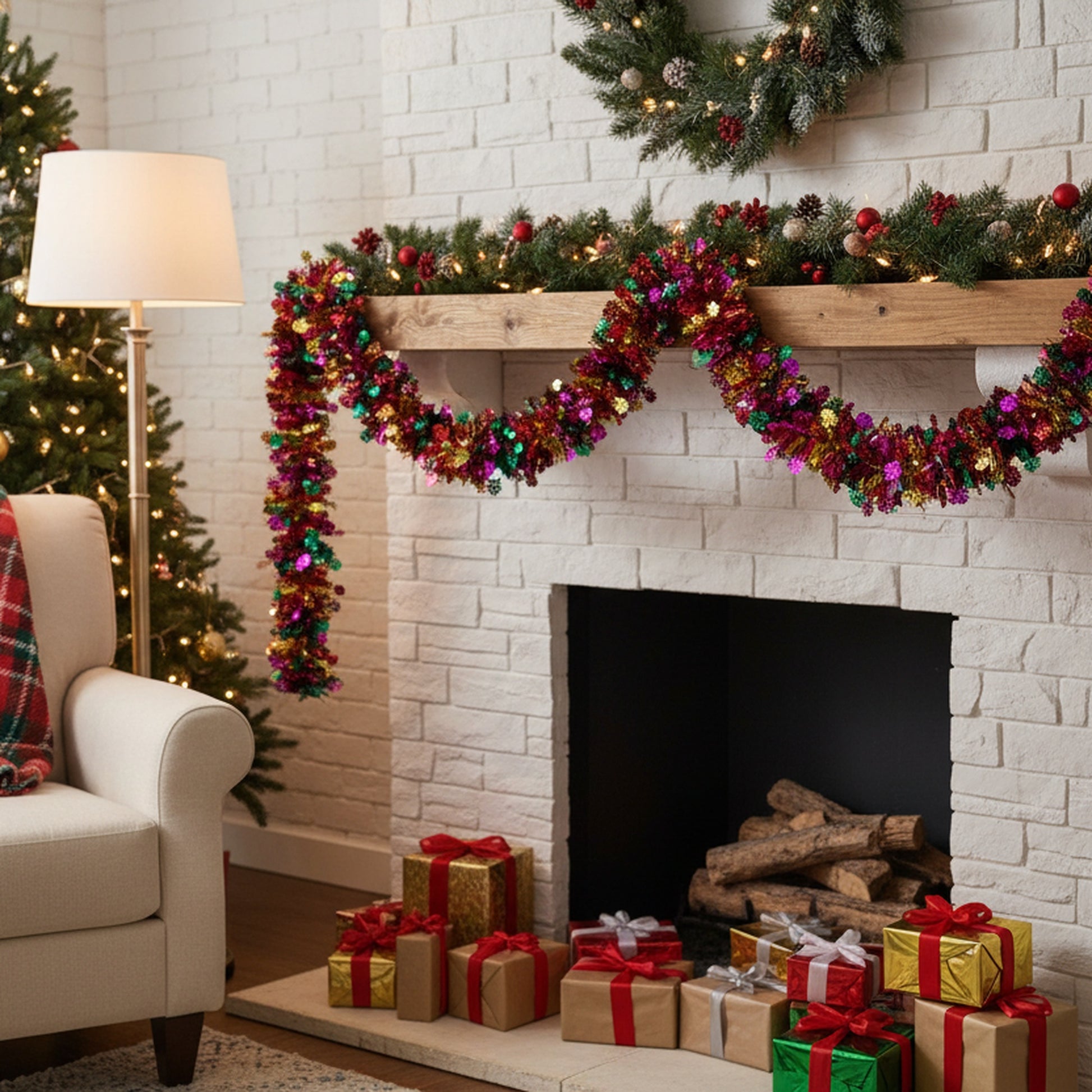 Pull Out Foil Garland Snowflake Multi, Christmas, Garland, Holiday Decor- Set of 6