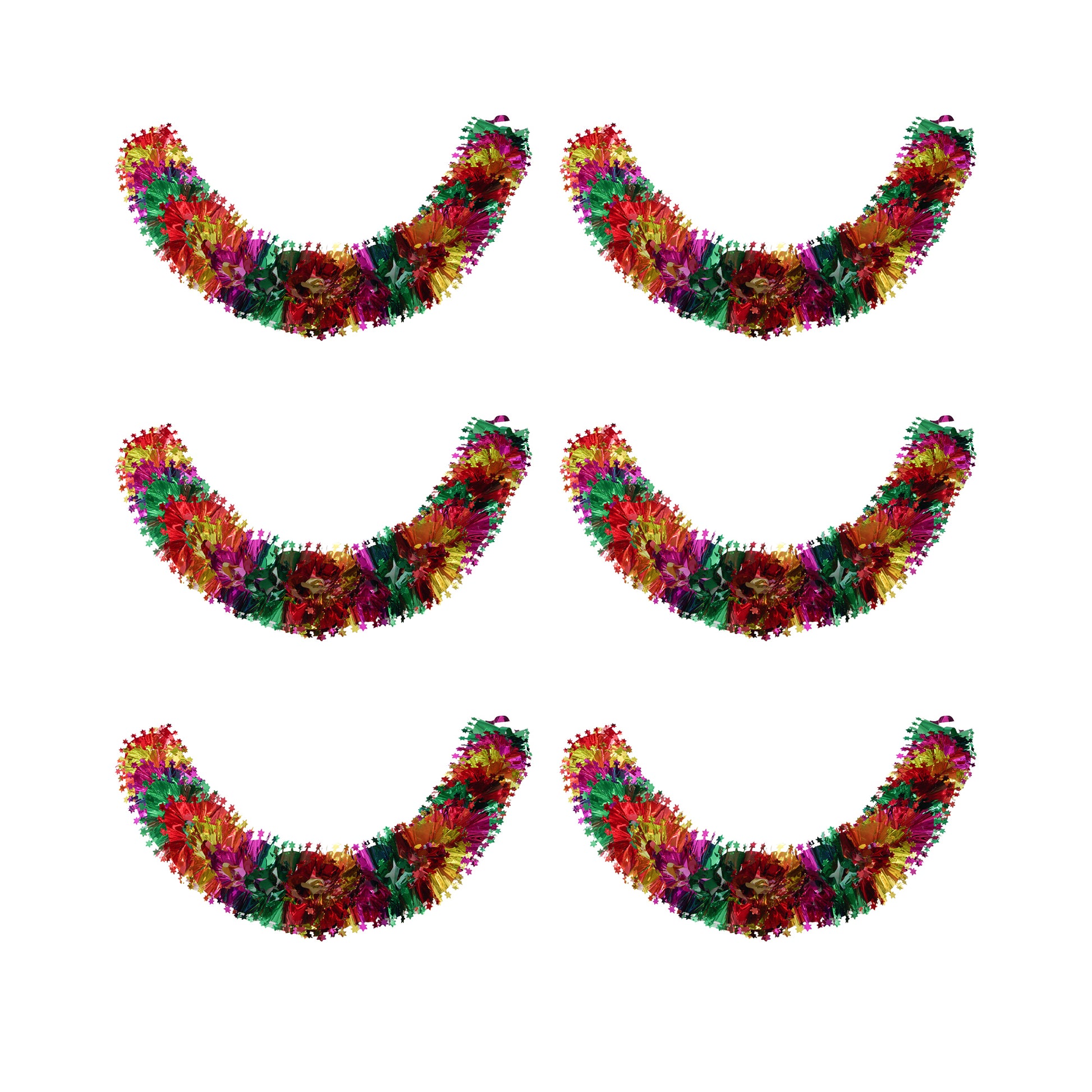 Pull Out Foil Garland Star Multi, Garland, Holiday Decor- Set of 6