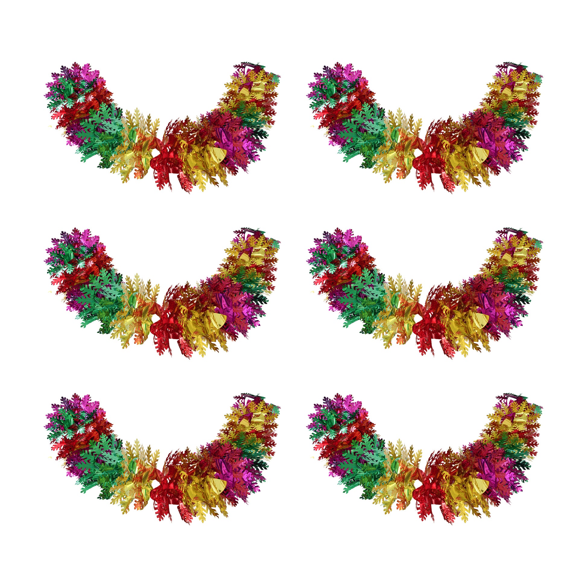 Pull Out Foil Garland Tree Multi, Garland, Holiday Decor- Set of 6