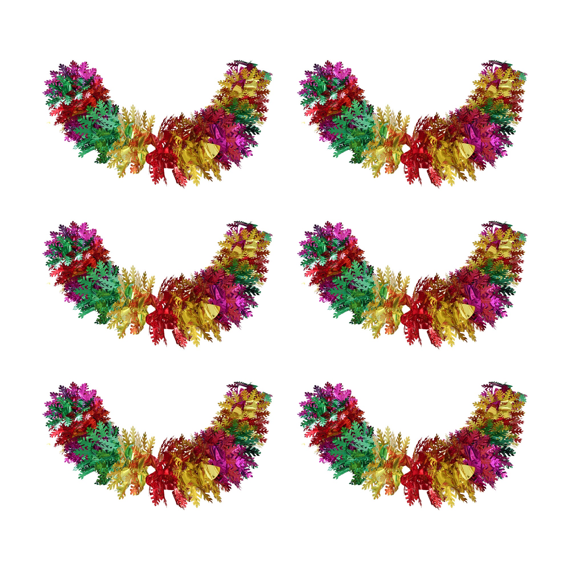 Pull Out Foil Garland Tree Multi, Garland, Holiday Decor- Set of 6