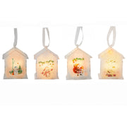 LED Acrylic House Ornament Assorted, Ornament, Holiday Decor- Set of 4